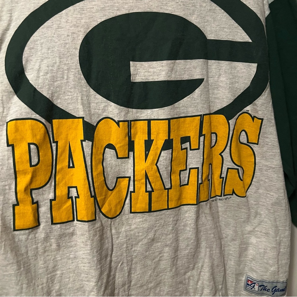 Vintage Green Day Packers NFL The Game‎ Yellow and Gray Hooded Shirt Size Large - Picture 4 of 8